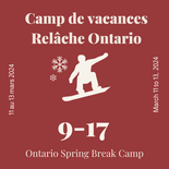 Camp de vacances Ontario - 3 demi-journées - planche à neige - 9 à 17 ans