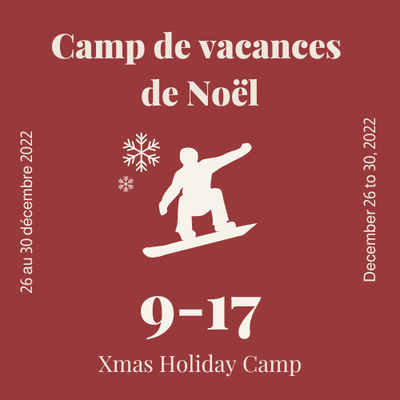 Christmas Holiday Camp 1 - 2 Full Days SnowBoard 9-17 years old